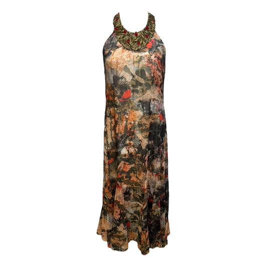 Shona Embellished Trapeze Dress Designer By Alice + Olivia In Jungle Safari Print, Size: M