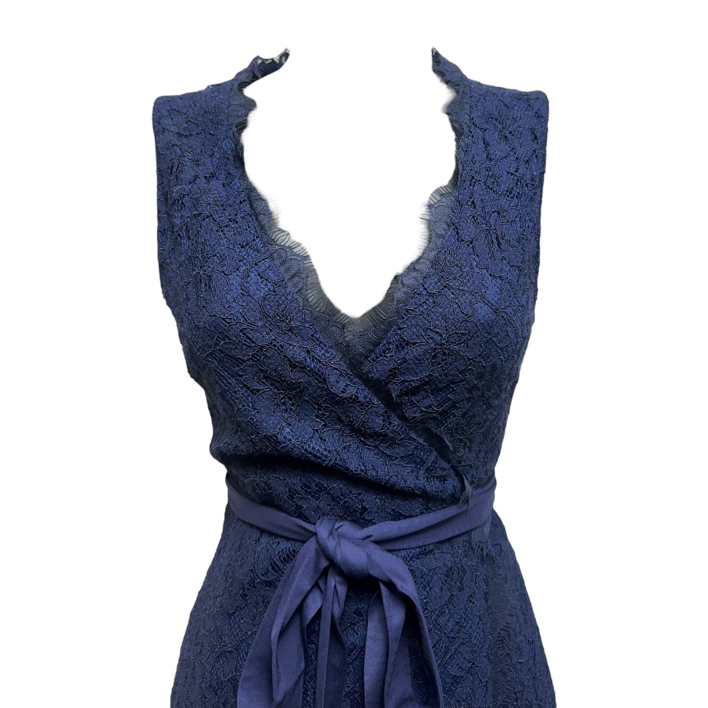 Julianna Two Lace Wrap Dress in Midnight Designer By Diane Von Furstenberg In Navy, Size: 0