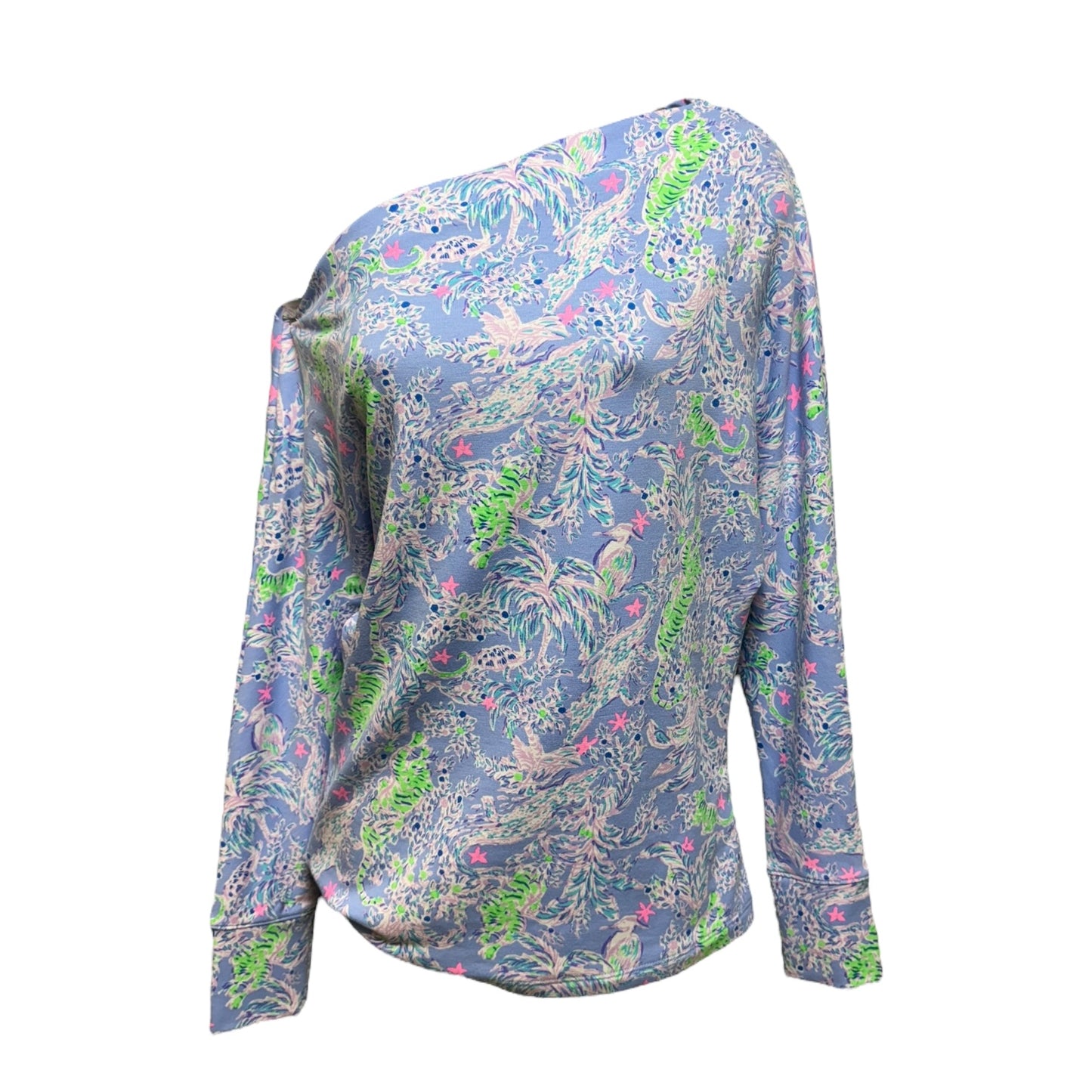 Sheera One-Shoulder Top Designer By Lilly Pulitzer In Blue Peri The Turtle Package, Size: XS