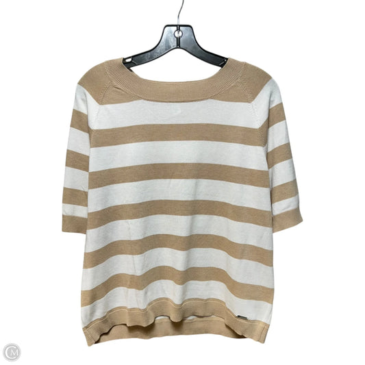 Top 3/4 Sleeve By Calvin Klein In Striped Pattern, Size: L