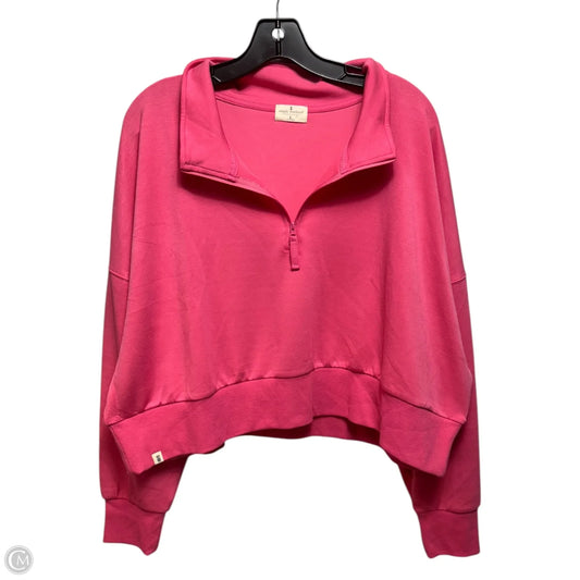 Cropped Quarter Zip Top Long Sleeve By Simply Southern In Pink, Size: L