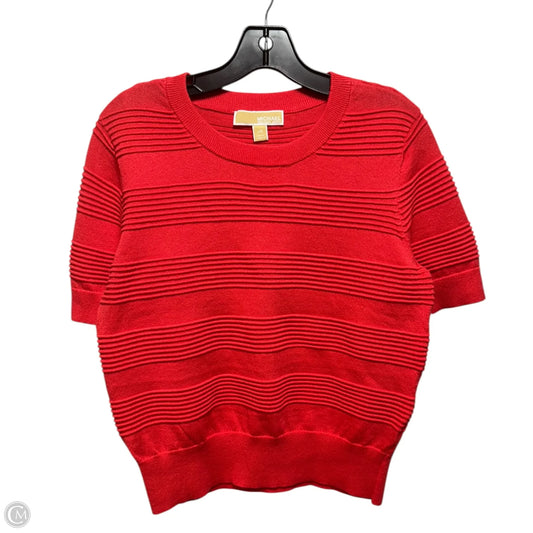 Knit Top Short Sleeve By Michael By Michael Kors In Red, Size: L