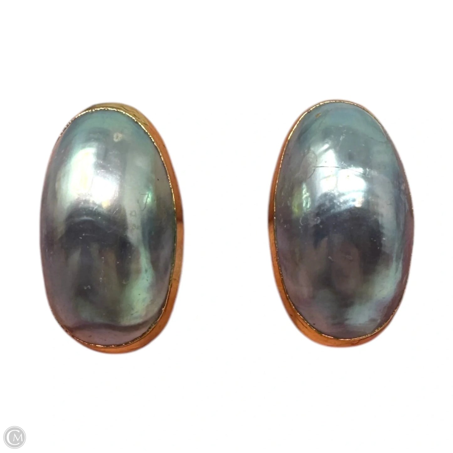 Mabe Pearl Oval Gold Studs