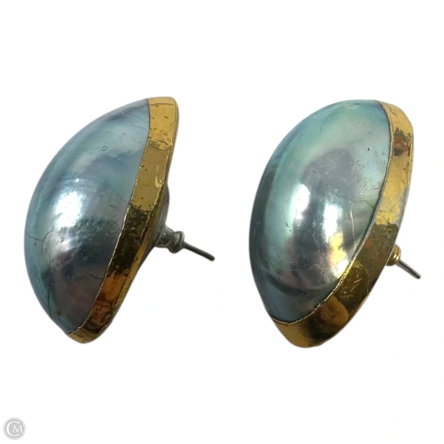 Mabe Pearl Oval Gold Studs