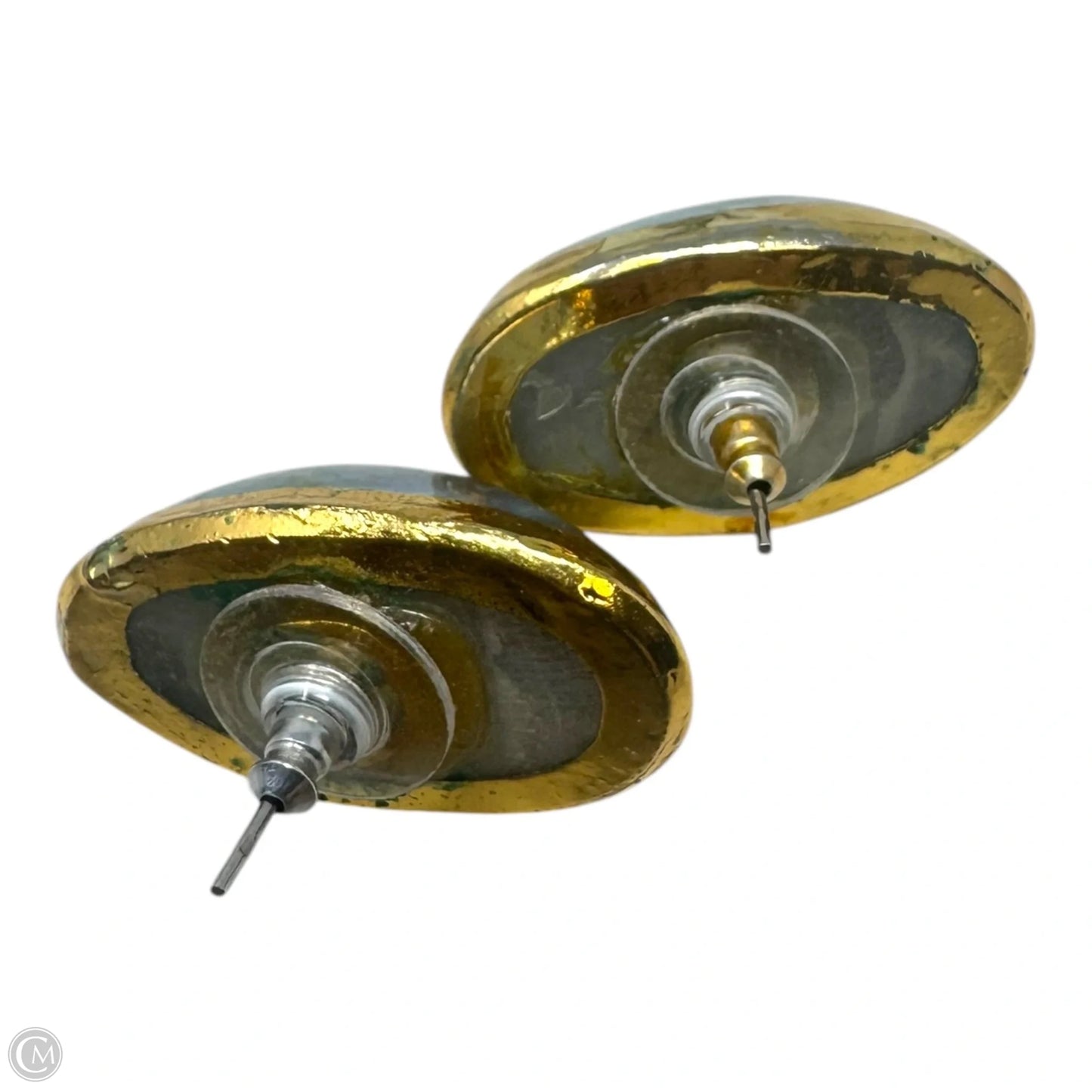 Mabe Pearl Oval Gold Studs