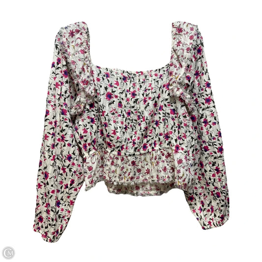 Blouse Long Sleeve By True Craft In Floral Print, Size: Xl
