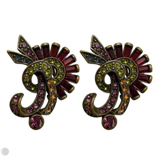 Retired Brass Plated Crystal Clip Earrings By Heidi Daus