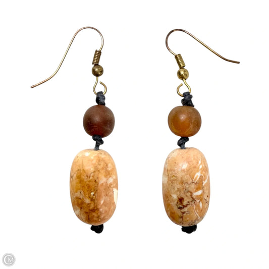 Orange Stone Bead Earrings Dangle/drop By Unbranded