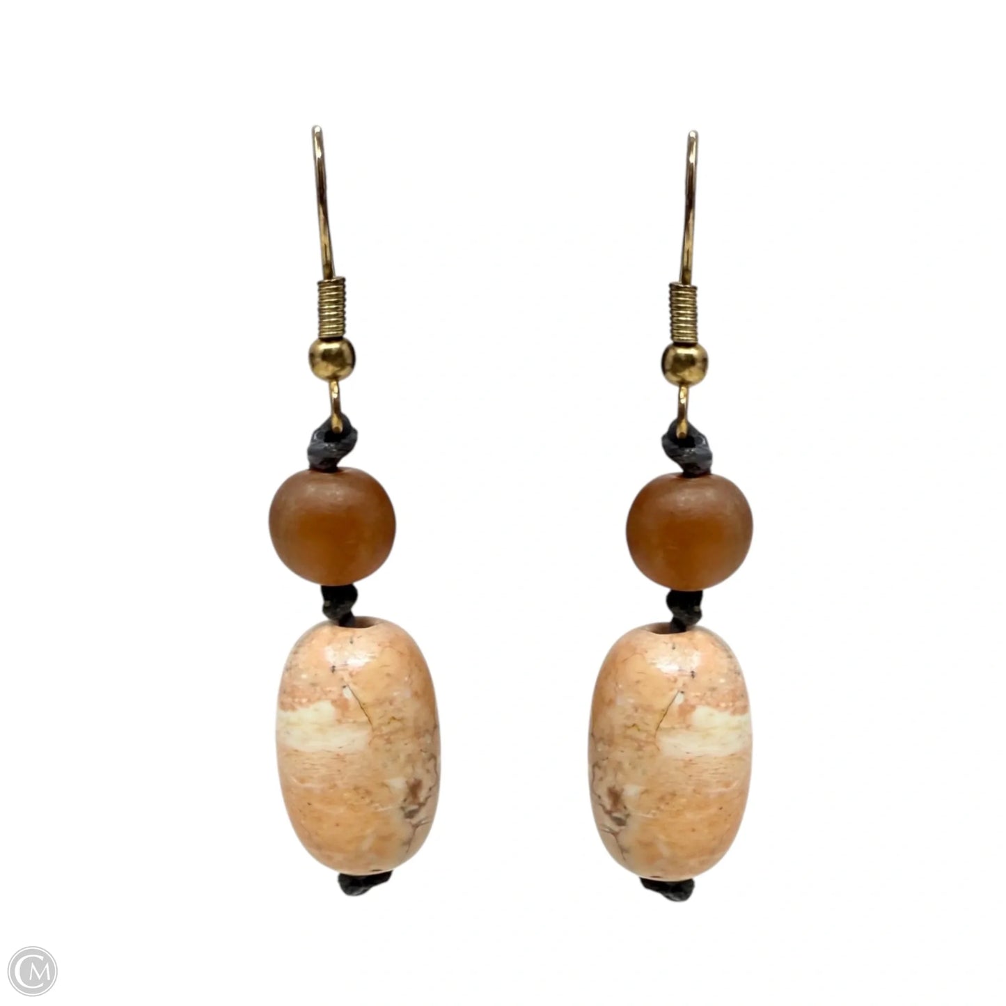 Orange Stone Bead Earrings Dangle/drop By Unbranded
