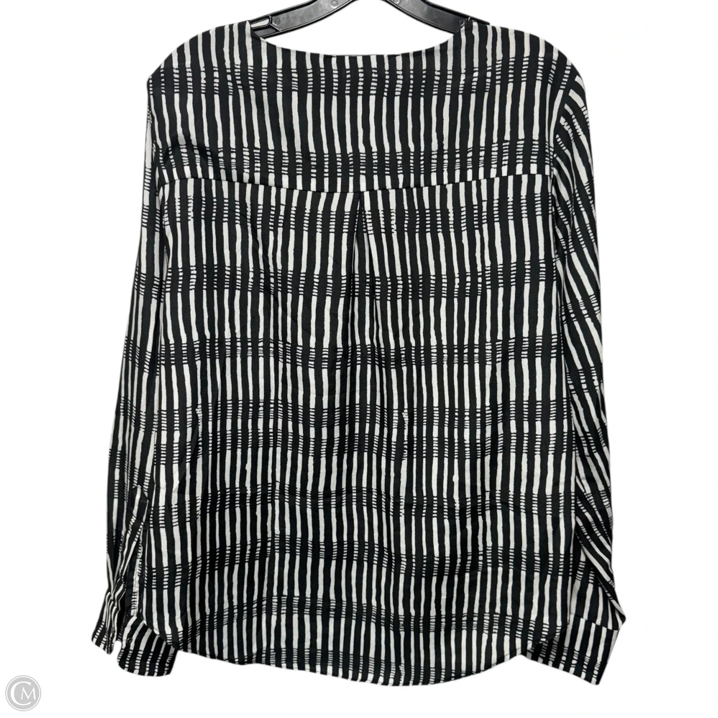 Blouse Long Sleeve By Harve Bernard In Black & White, Size: L