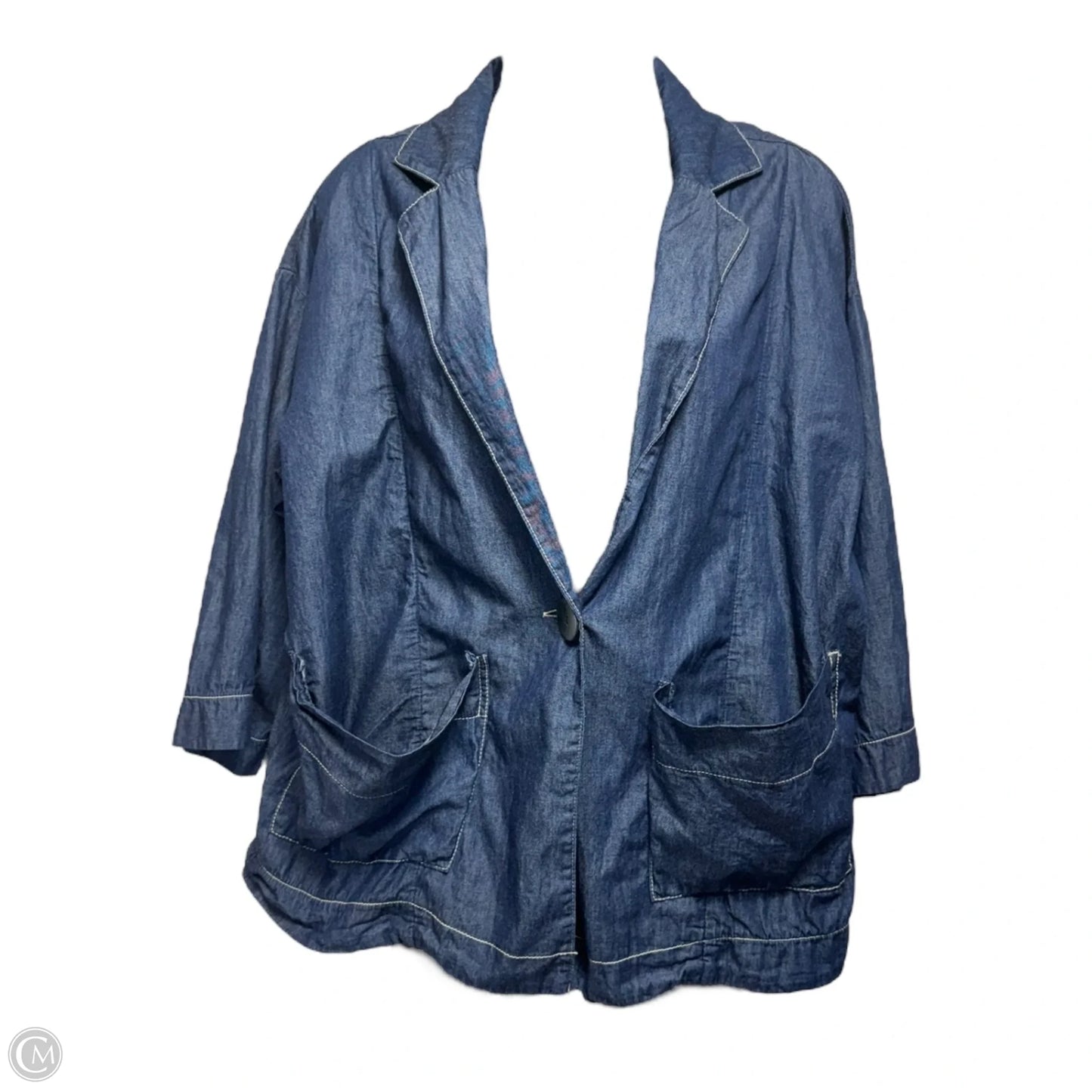 Blazer By Ozai N Kū In Blue Denim, Size: S