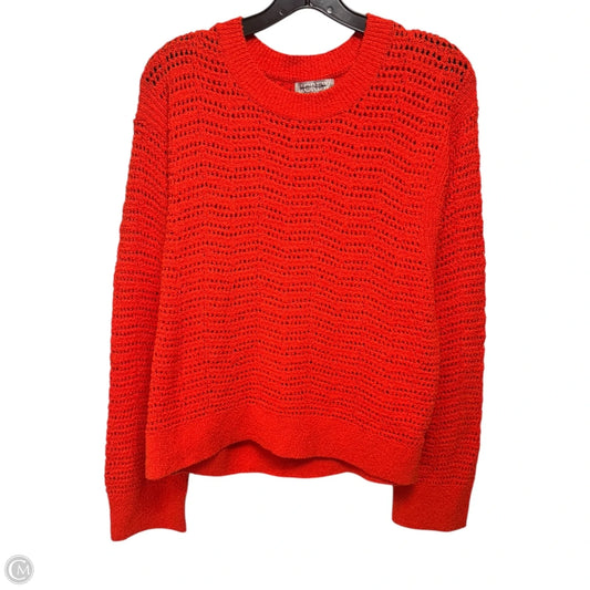 Pointelle Crewneck Sweater By J. Crew In Scarlet Heat, Size: XL
