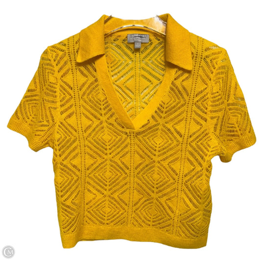 Cashmere Lace Pointelle Sweater-polo By J. Crew In Warm Sunflower, Size: M