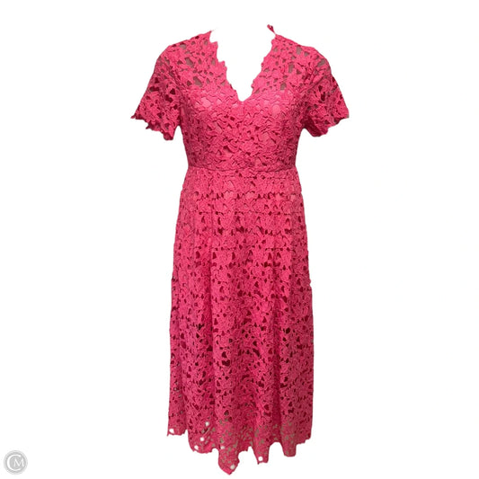 All Over Lace Short Sleeves Midi Dress By Endless Rose In Pink, Size: L