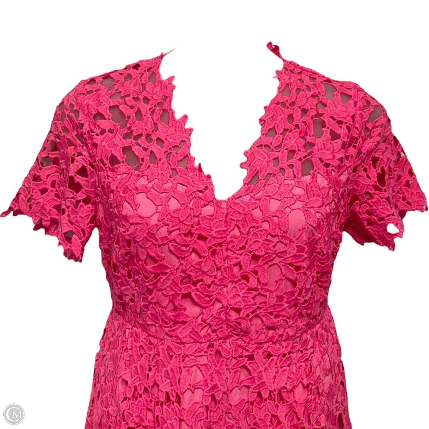 All Over Lace Short Sleeves Midi Dress By Endless Rose In Pink, Size: L