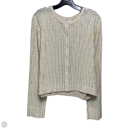 Collection Sequin Pointelle Cardigan Sweater By J. Crew Collection In Heather Natural, Size: XL