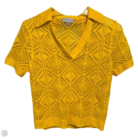 Cashmere Lace Pointelle Sweater-polo By J. Crew In Warm Sunflower, Size: S