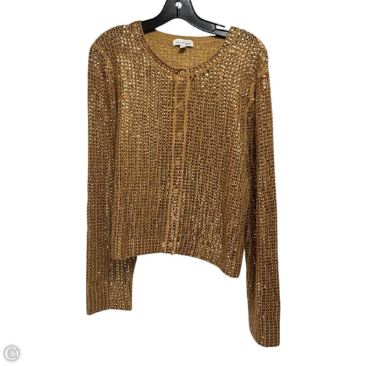 Collection Sequin Pointelle Cardigan Sweater By J. Crew Collection In Heather Acorn, Size: XL