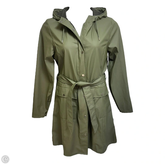Curve W Jacket Raincoat By Rains In Green, Size: M