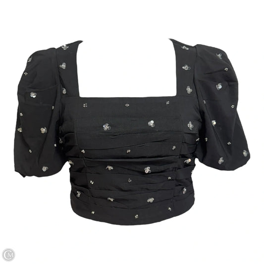 Sequin Ruched Top Short Sleeve By Endless Rose In Black, Size: M
