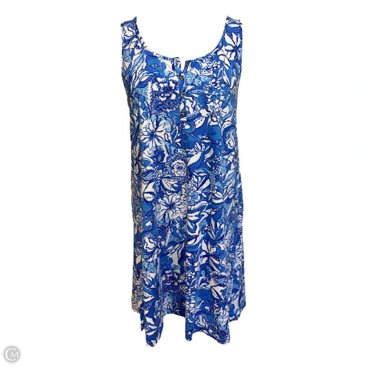 Lela Henley Tank Dress Designer By Lilly Pulitzer In Blue & White, Size: L