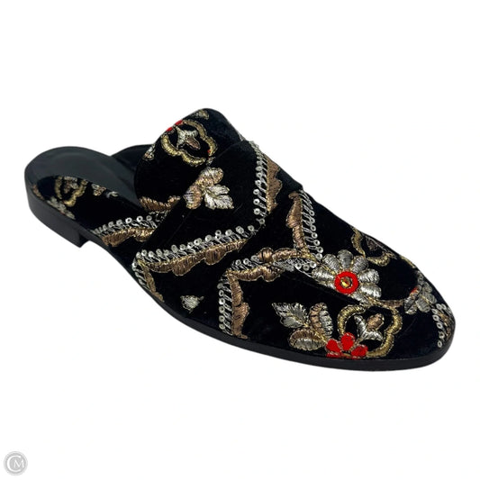 At Ease Embroidered Velvet Loafer Mules By Free People In Multi-colored, Size: 10
