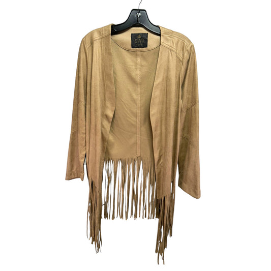 Faux Suede Fringe Jacket By SW3 In Beige, Size: S