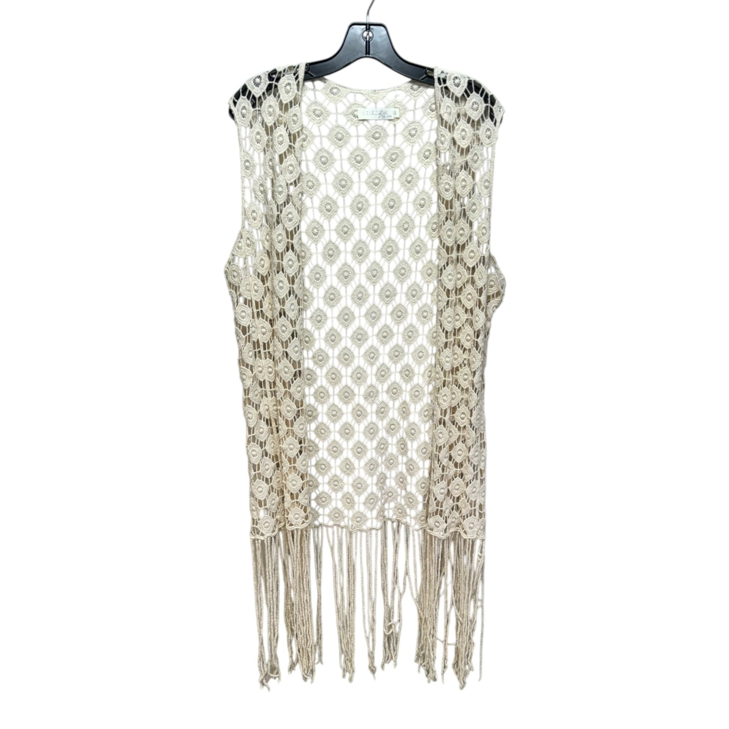 Crochet Open Knit Sweater Cardigan By Rebellion In Cream, Size: S