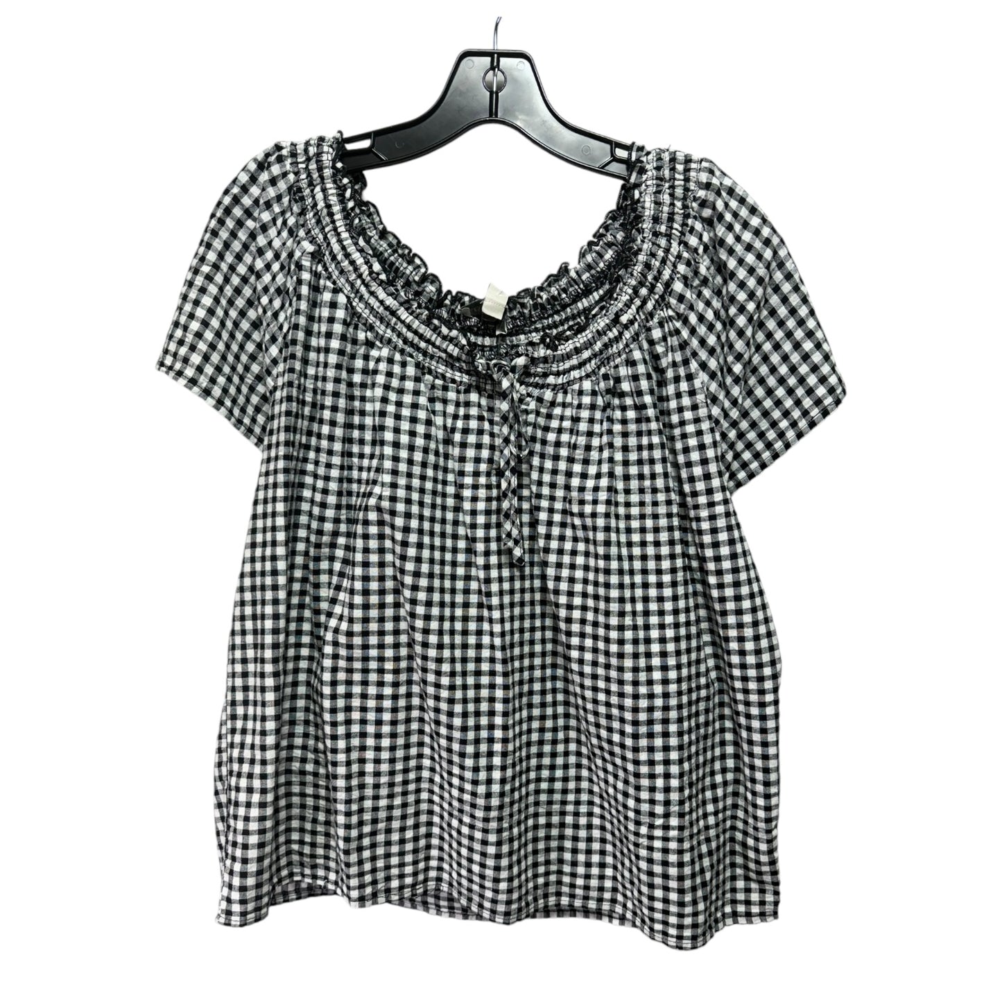 Top Short Sleeve By Alexander Jordan In Checkered Pattern, Size: Xl