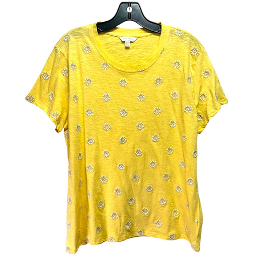 Embroidered Top Short Sleeve By Lucky Brand In Yellow, Size: Xl