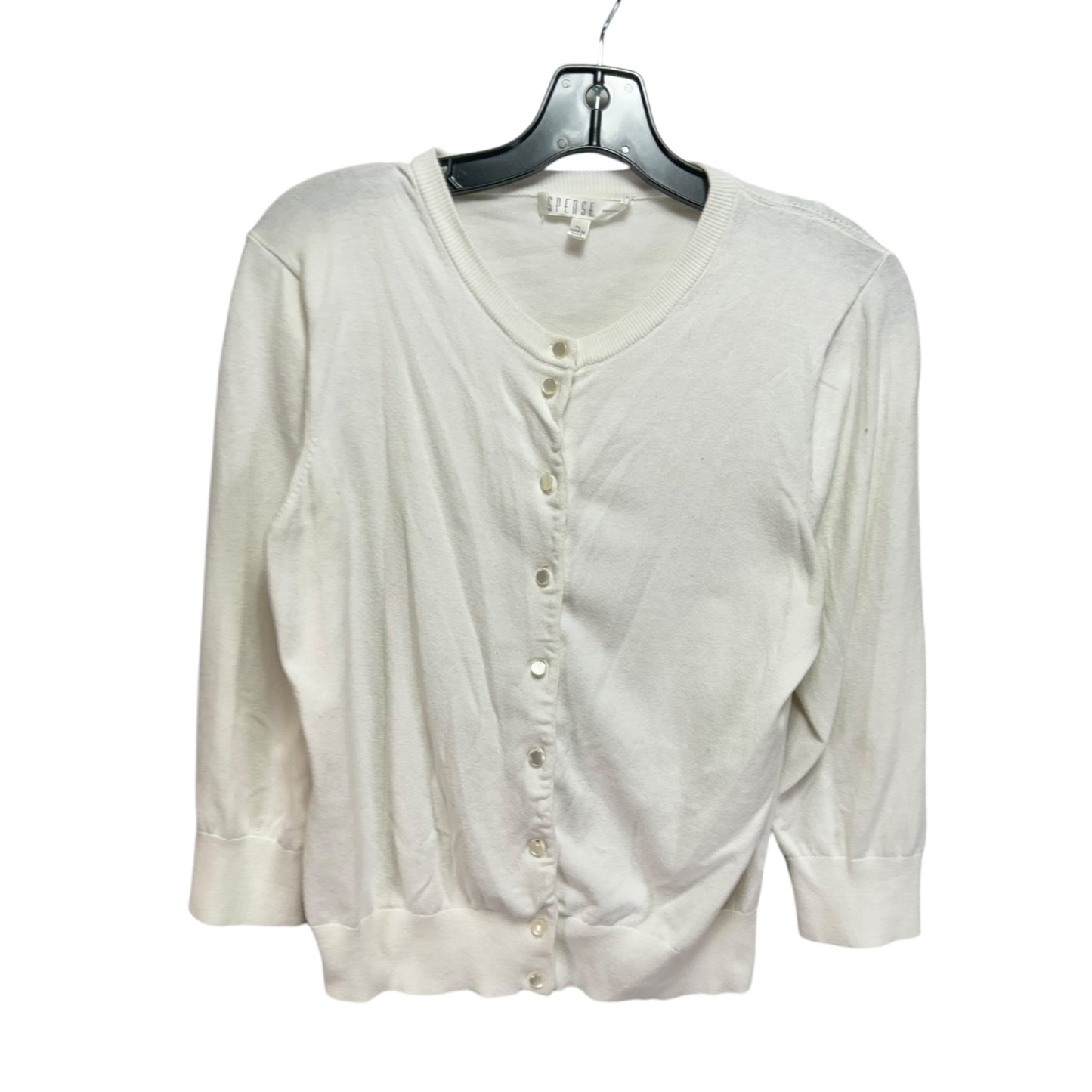 Sweater Cardigan By Spense In White, Size: Petite L