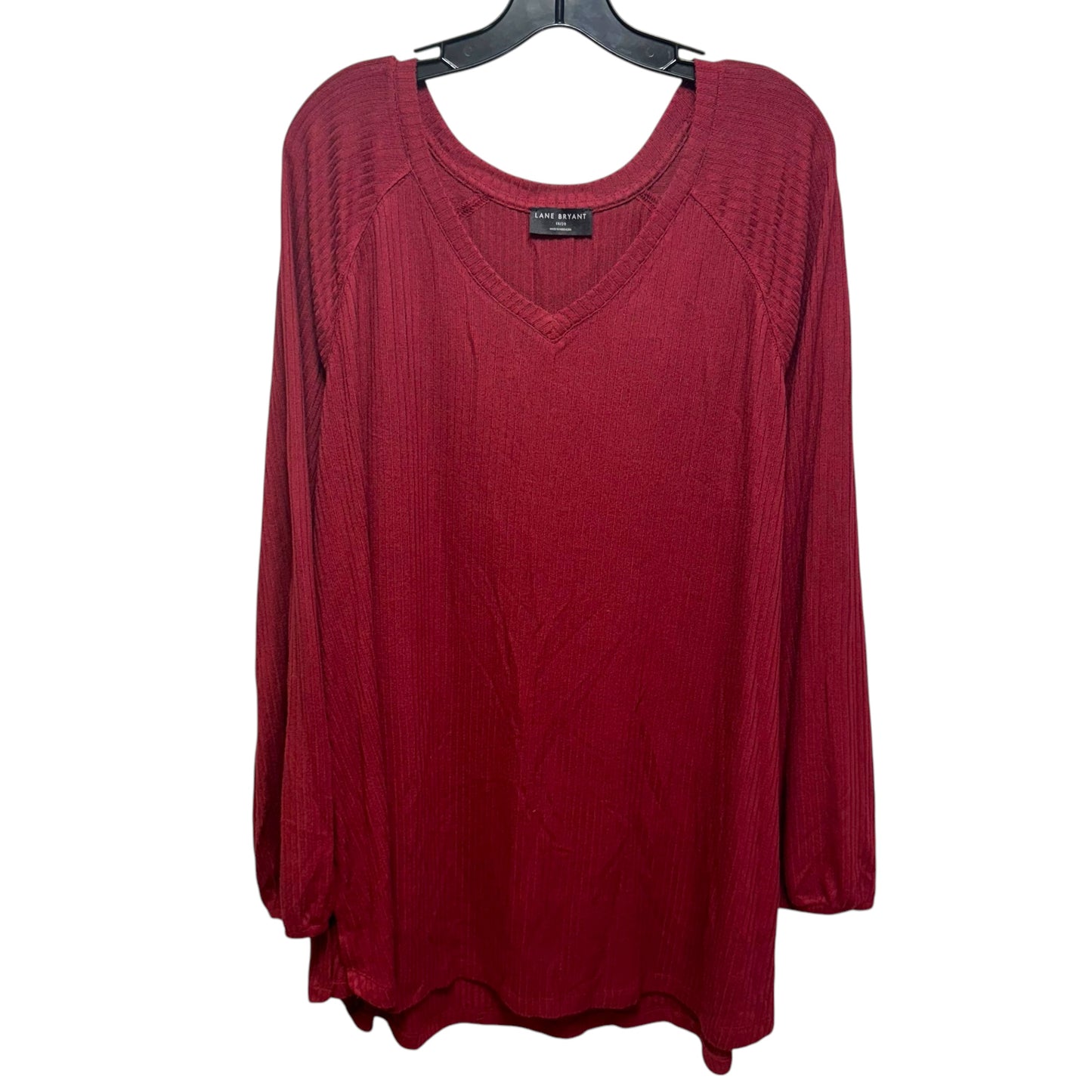 V- Neck Swing Top Long Sleeve By Lane Bryant In Red, Size: 18