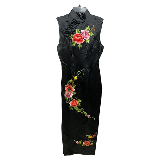 Authentic Floral Embroidered Qipao Dress Party Long Unbranded In Black, Size: XS