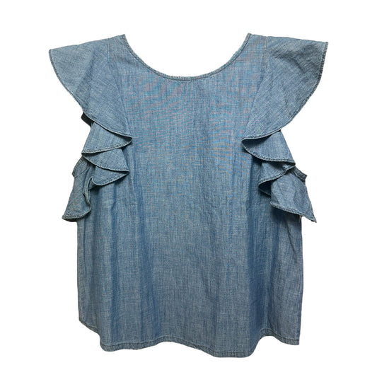 Ruffle Top - Chambray Reyes Wash By J. Crew  Size: 14