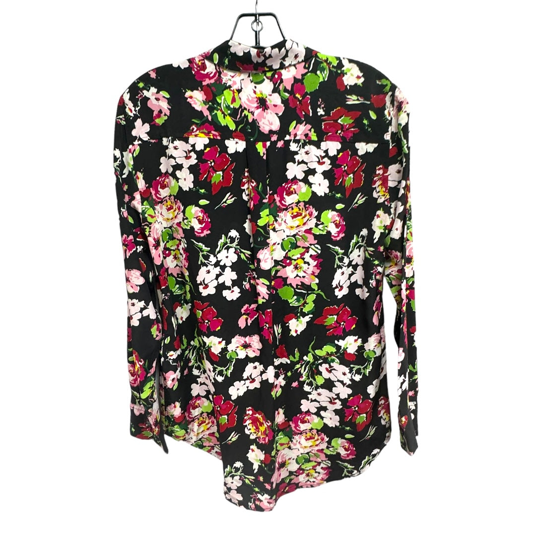 100% Silk Blouse Long Sleeve By Equipment In Floral, Size: S