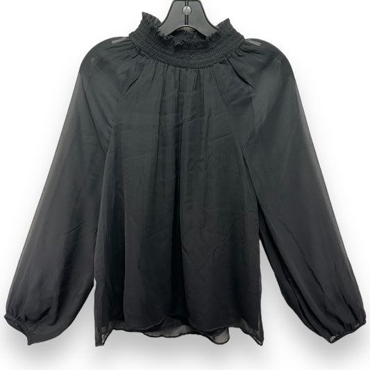 Limited Edition Long Sleeve Smocked Blouse By Joie In Caviar Black, Size: M