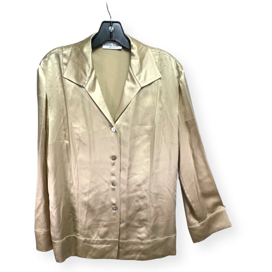 100% Silk Gold Top Long Sleeve Lorella Braglia, Size L
