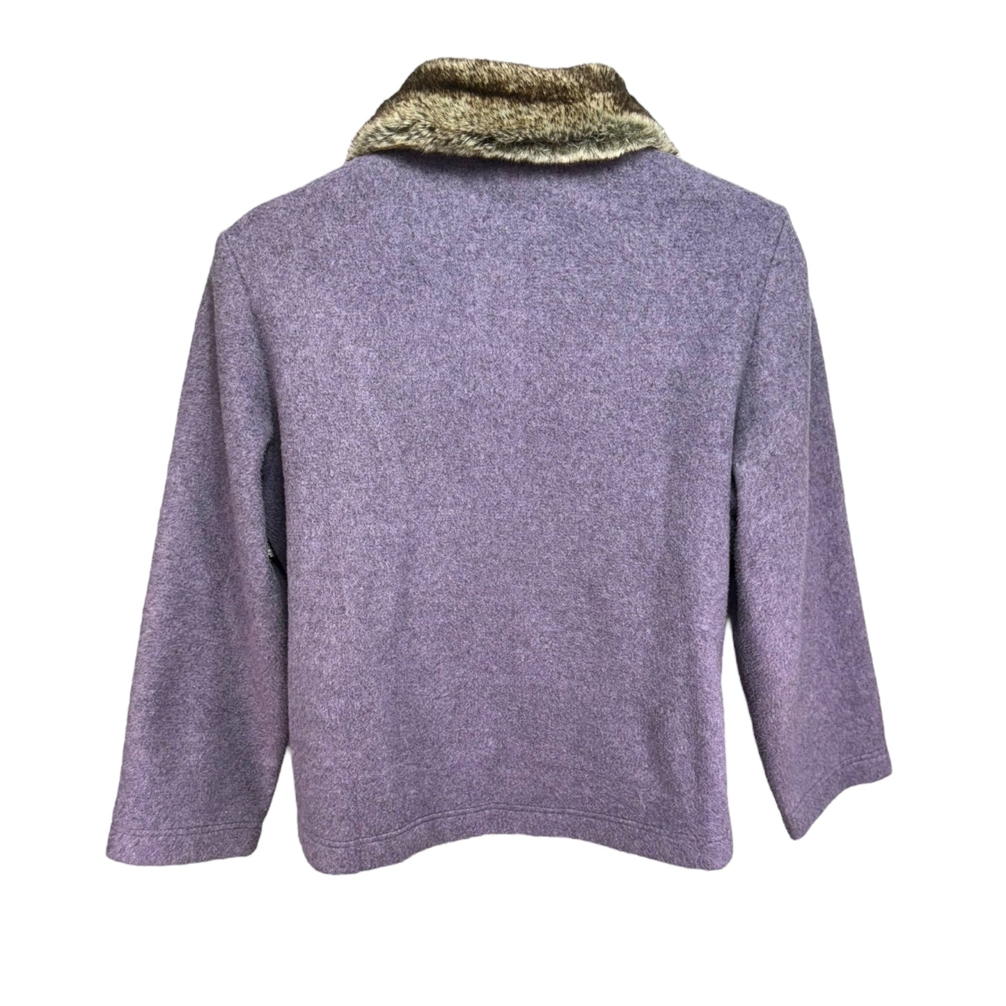 Faux Fur Collar Fleece Pullover By Orvis In Purple, Size: Xl