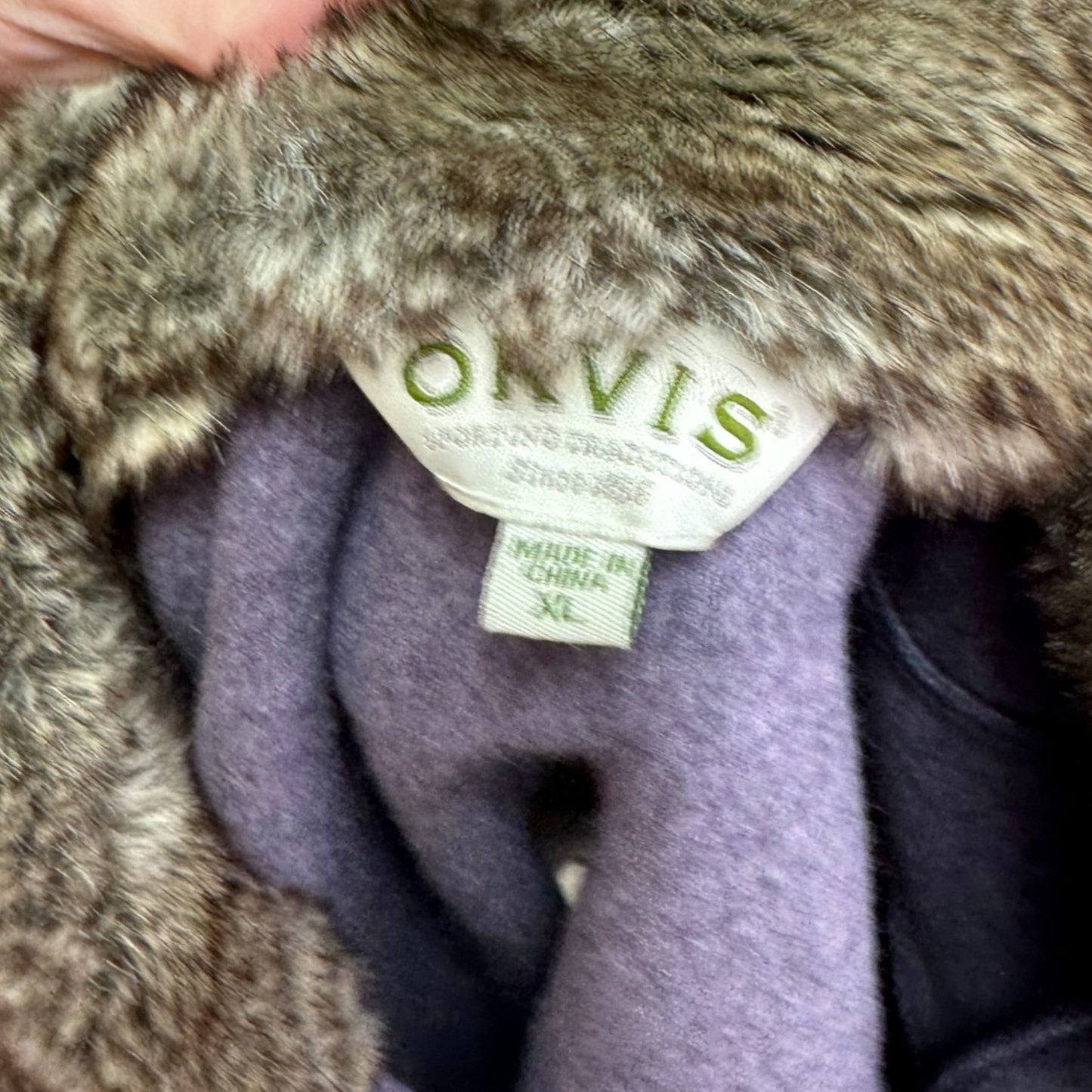 Faux Fur Collar Fleece Pullover By Orvis In Purple, Size: Xl