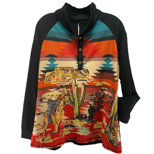 Western Sweatshirt By Fashion Express In Black Multi, Size: L