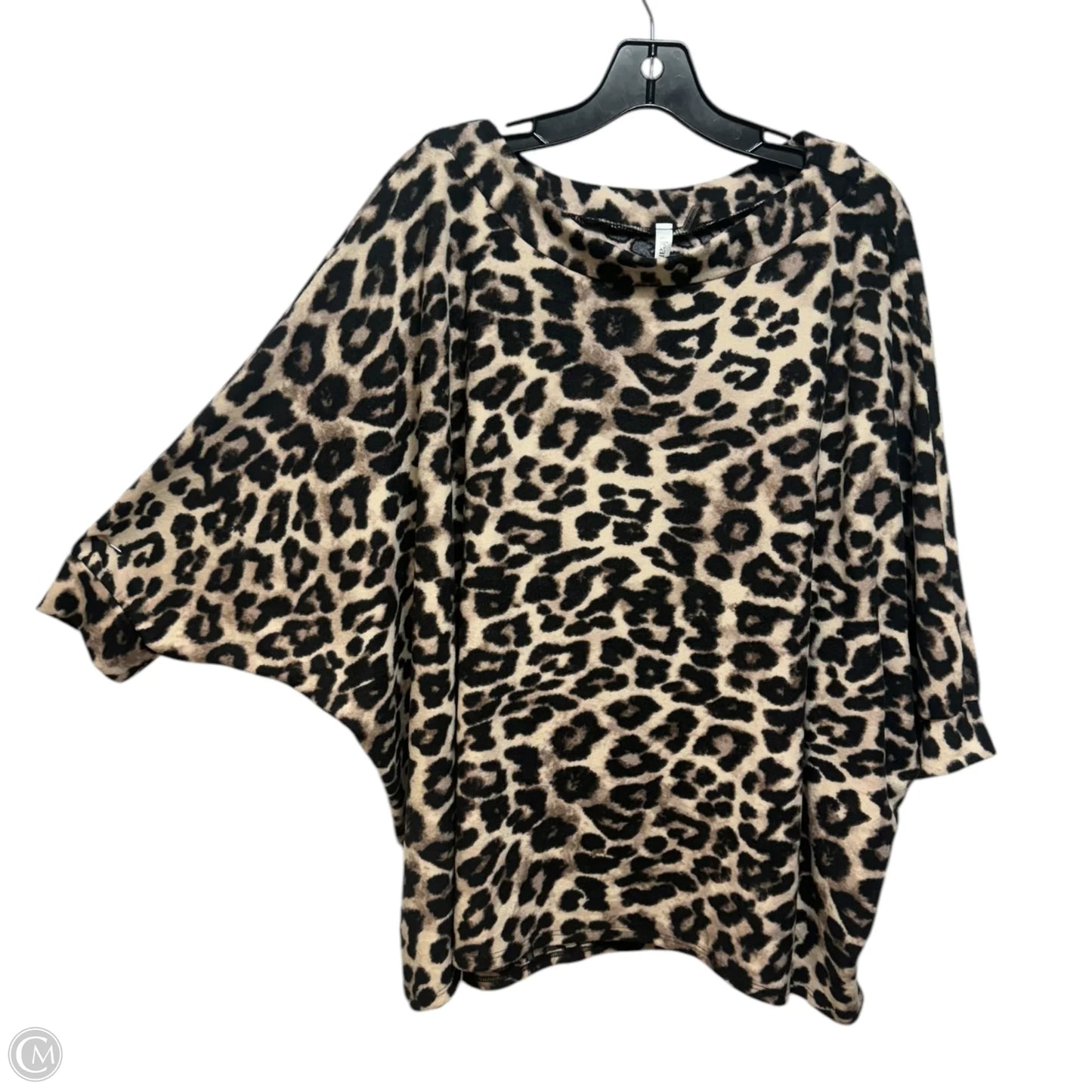 Fleece Top Short Sleeve By Dear Scarlett In Animal Print, Size: L