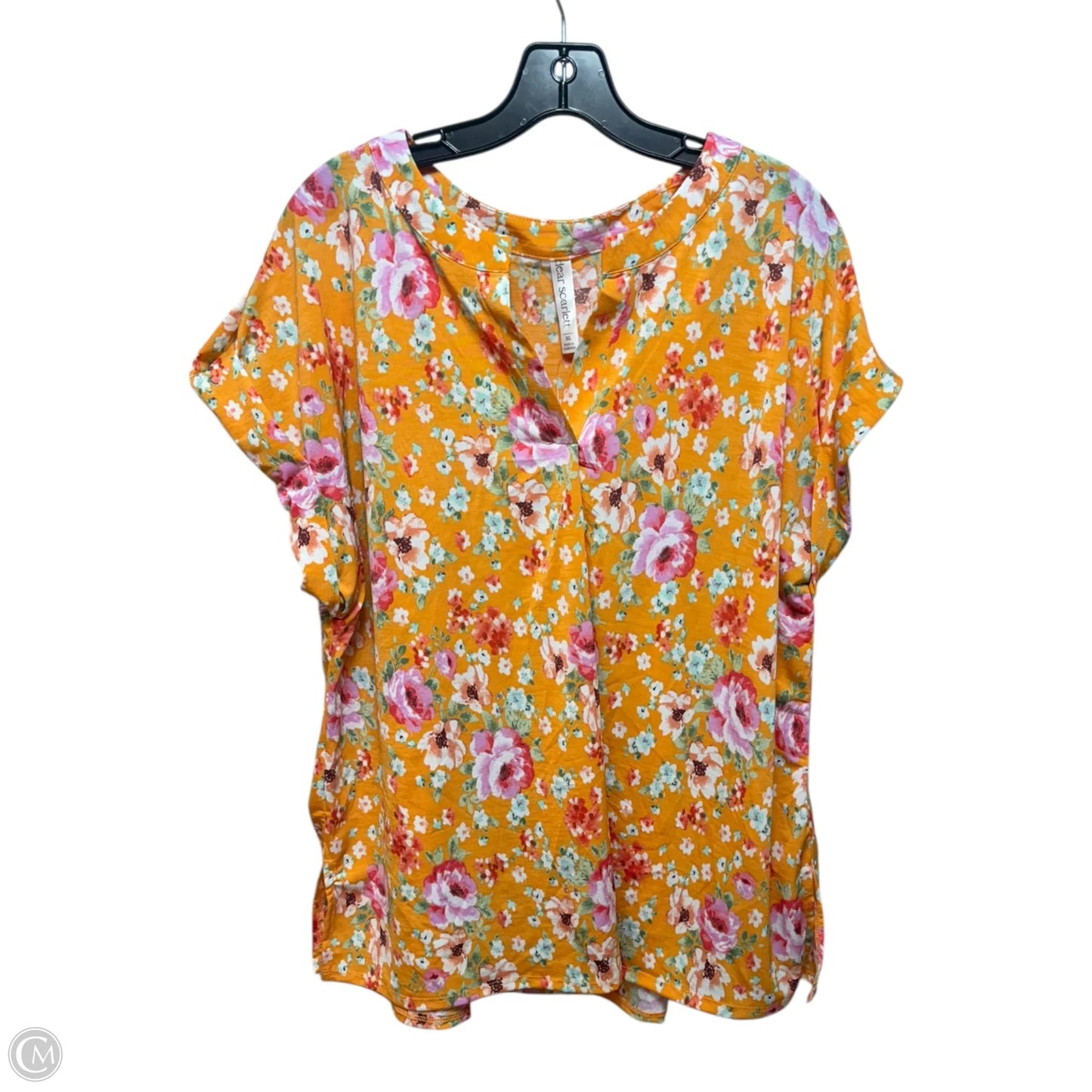 Top Short Sleeve By Dear Scarlett In Floral Print, Size: Xl