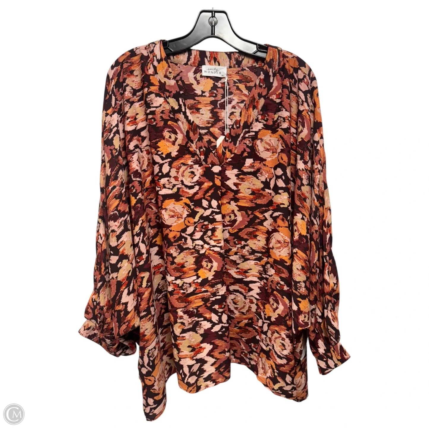Top 3/4 Sleeve By Emily Wonder In Multi-colored, Size: L