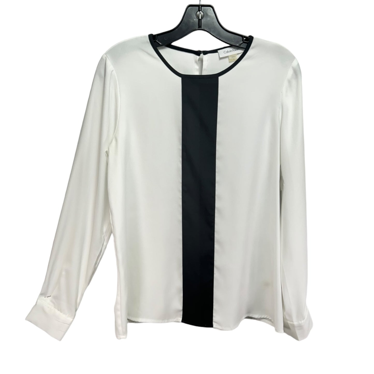 Top Long Sleeve By Calvin Klein In White, Size: S