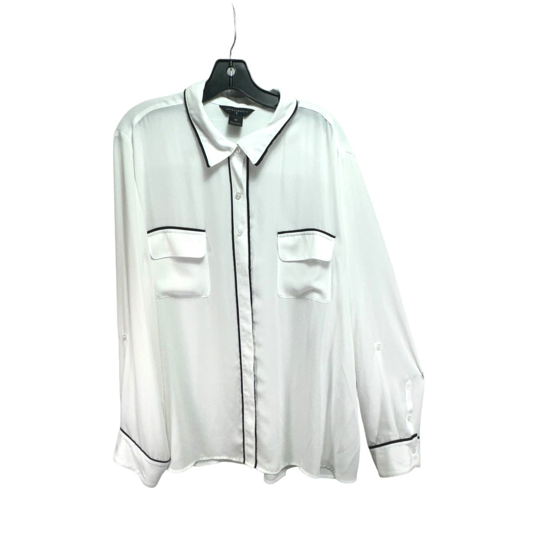 Top Long Sleeve By Investments In White, Size: 3x