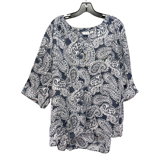 Top 3/4 Sleeve By Kim Rogers In Paisley Print, Size: Xxl