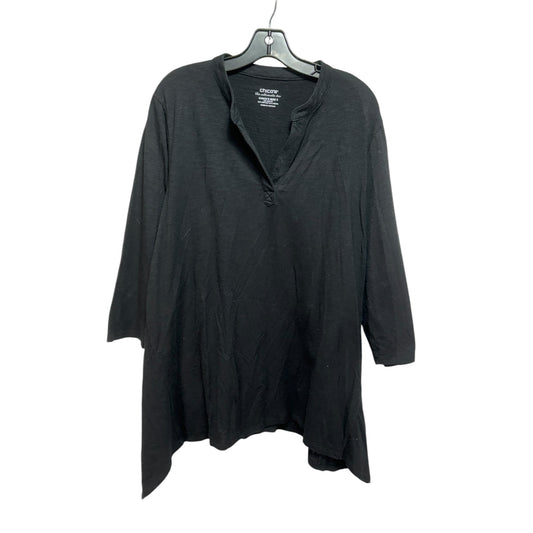 Top 3/4 Sleeve By Chicos In Black, Size: 16