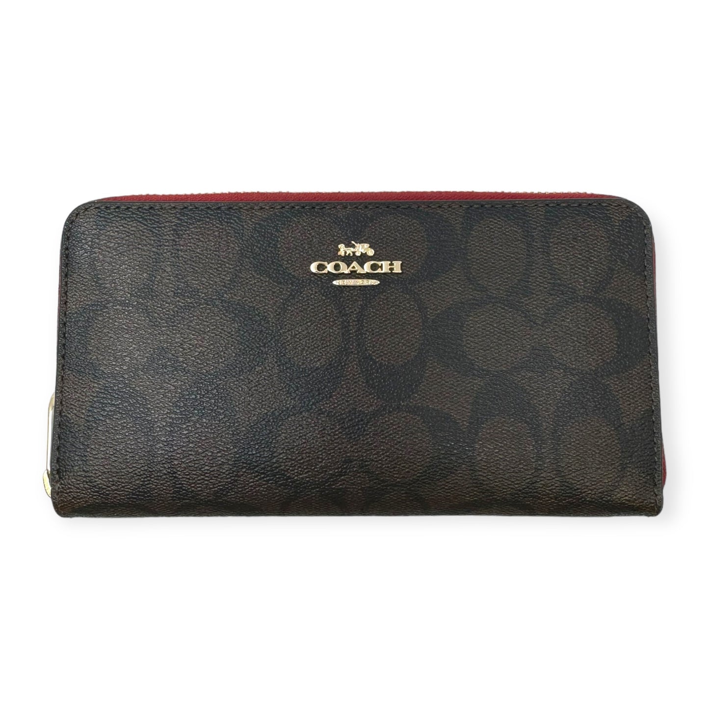 Long Zip Around Wallet Designer in Signature Monogram & 1941 Red By Coach, Size: Large