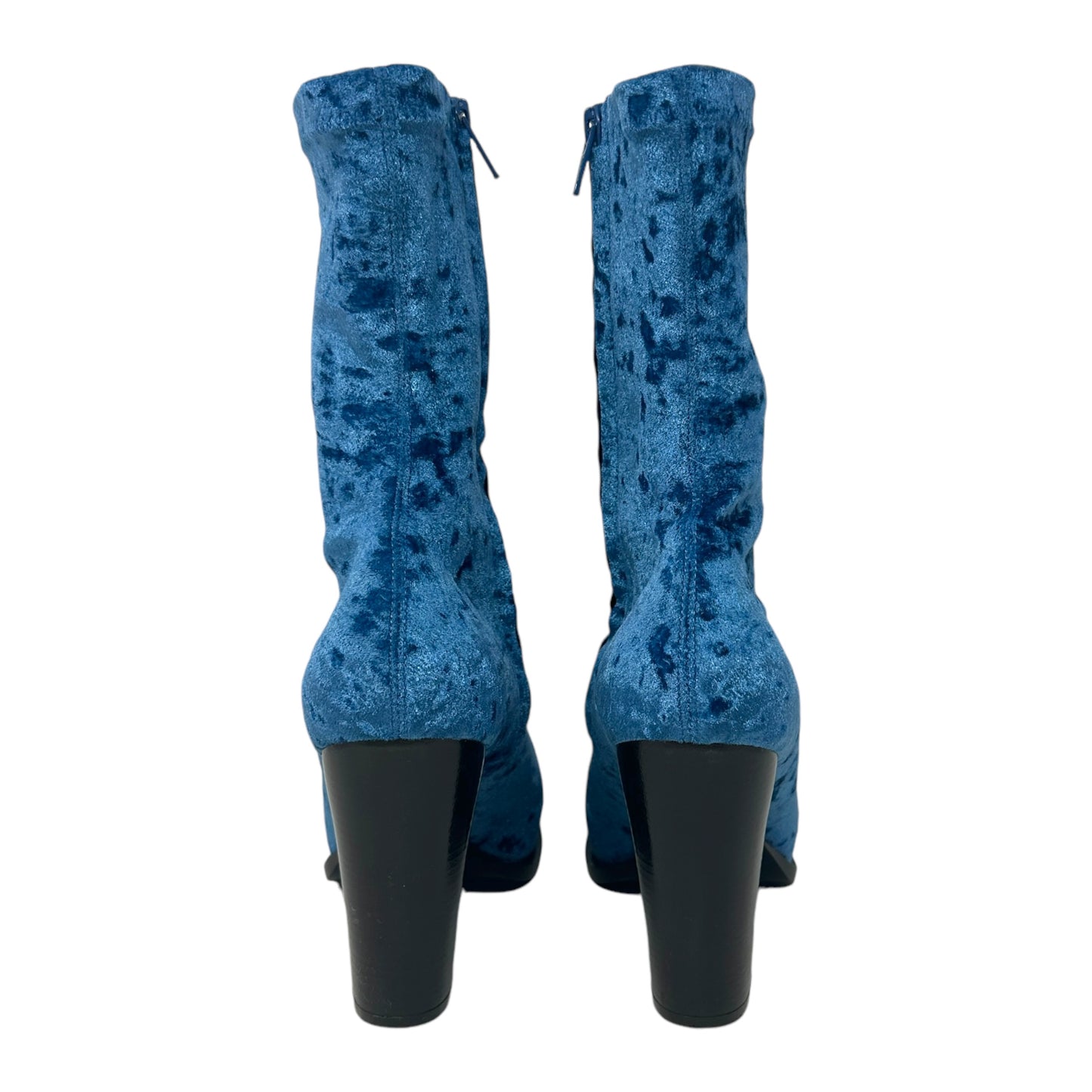 Cowboy Crushed Velvet Ankle Boots Luxury Designer In  By Stella Mccartney In Blue Lagoon, Size: US-8.5/EU-39