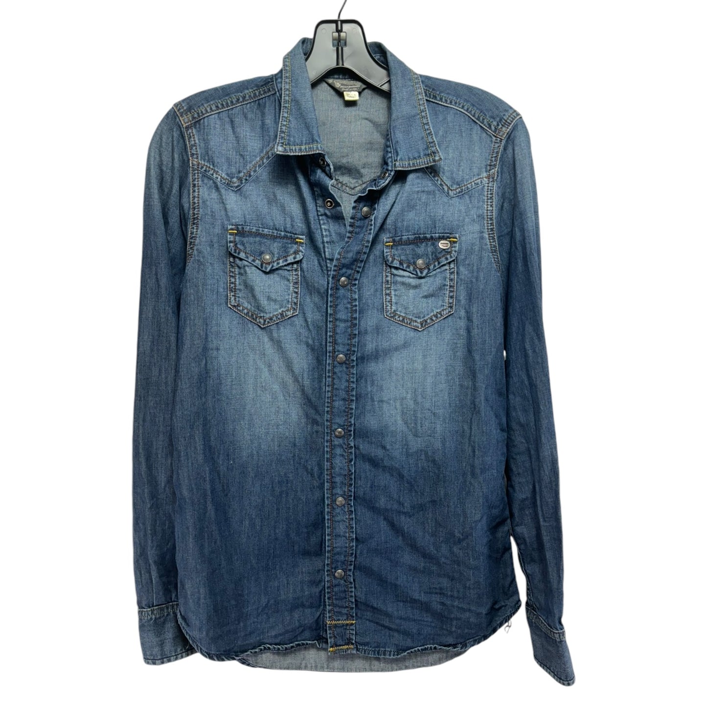 Top Long Sleeve By Diesel In Blue Denim, Size: S